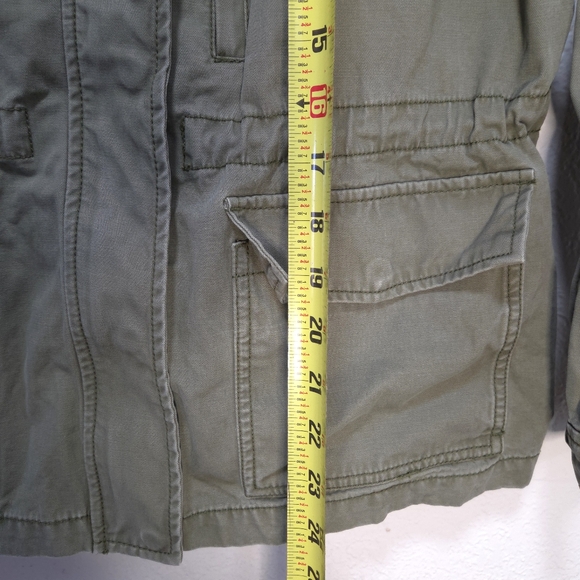 Madewell Cinched Waist Jacket Olive Green Canvas Zip Up Pockets Size Large - Picture 15 of 16